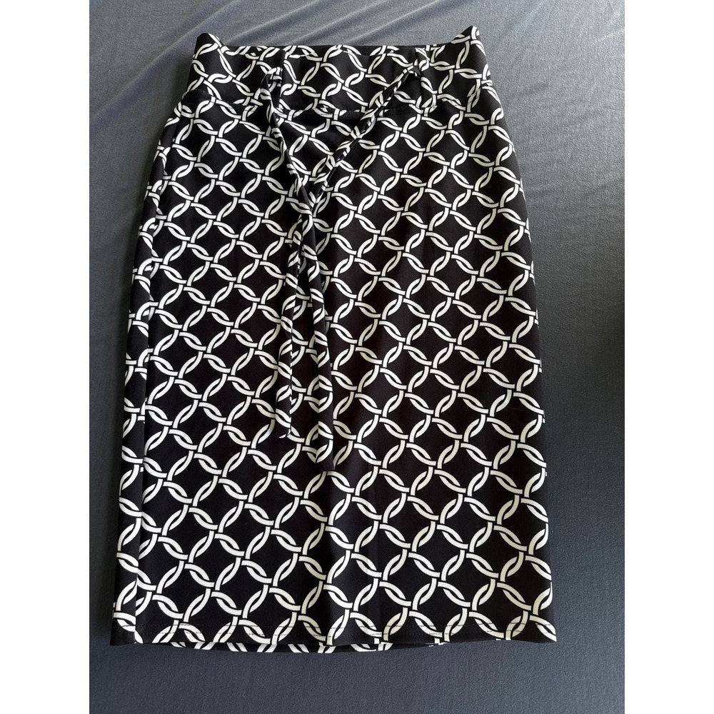 Classic Concepts Black White Geometric Chain Link Pencil Skirt Small JB0647M